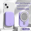 Magnetic Wireless Power Bank 10000mAh Fast Charger for iPhone Purple (POBA036) Tidesmit