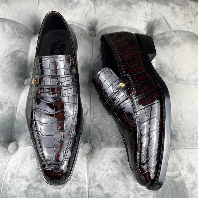 High-end Office Footwear Chaussures Hommes Slip-on Loafers Crocodile Leather Shoes Luxury Handmade Dress Shoes Men New Style