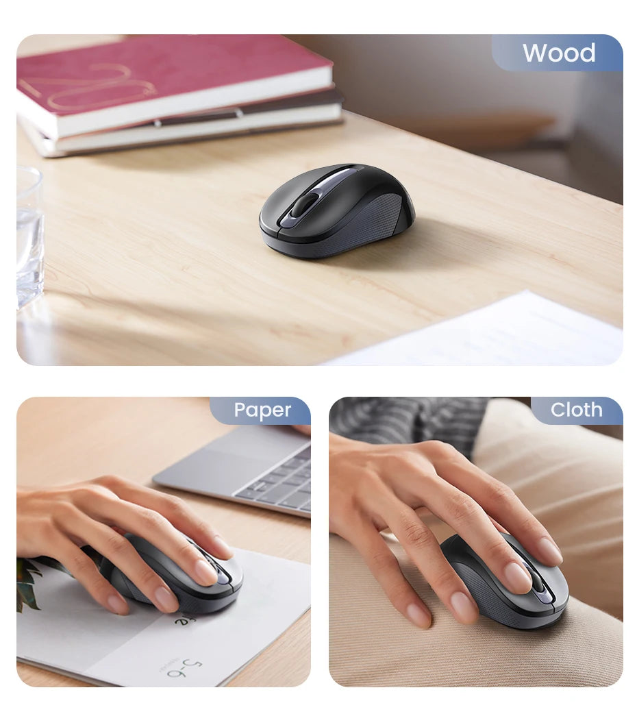 UGREEN Mouse Wireless Ergonomic Shape Silent Click 2400 DPI For MacBook Tablet Computer Laptop PC Mice Quiet 2.4G Wireless Mouse