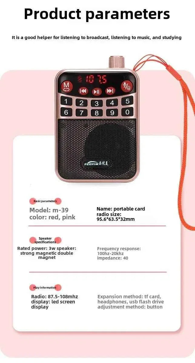 Portable Bluetooth Speaker with Flashlight - Gold & Red Audio Mini Speaker My Store