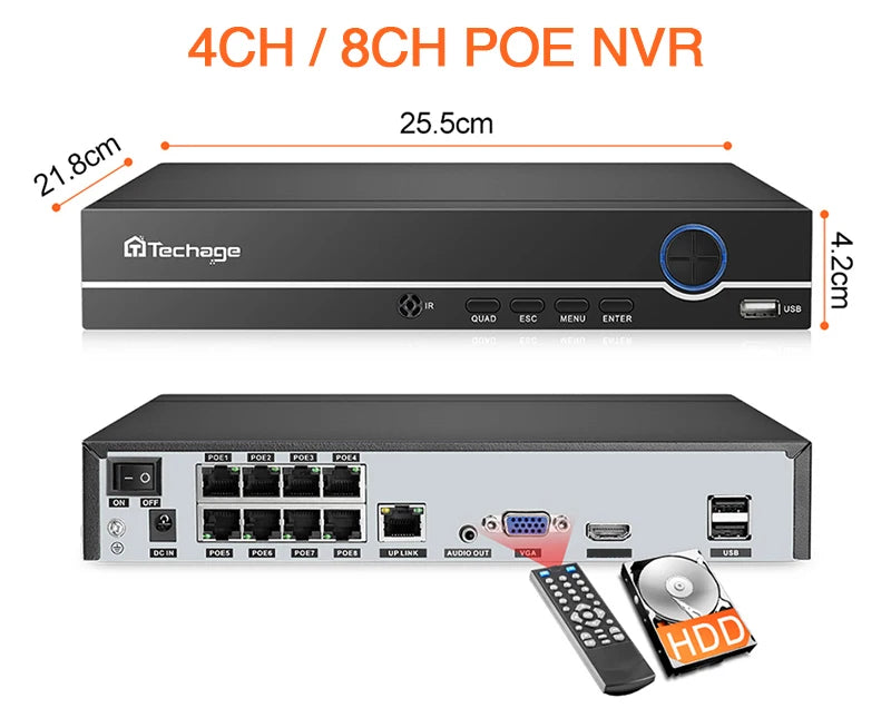 Techage 8MP POE IP Camera Dual Lens HD CCTV Video Smart AI Outdoor Audio Auto Tracking PTZ  Camera Surveillance Security System