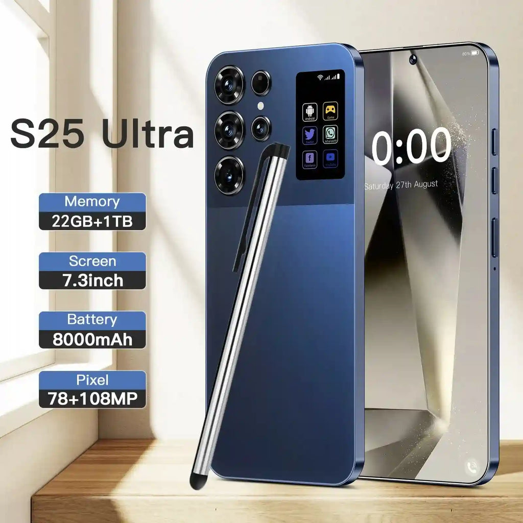 Real High Quality 22+1TB S25 Ultra Big Screen 7.3 Inch New Arrived Smart Mobile Cell Phone S-Pen Cheap Android 15 Mobile Phone Tidesmit