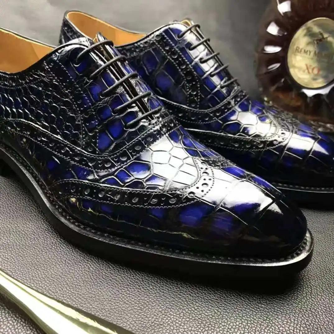 Goodyear Welt Shoes Men New Style Alligator Skin Business Luxury Branded Mans Shoes Genuine crocodile Leather Shoes Men