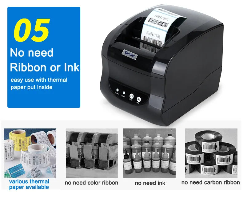 New Xprinter XP-365B Printer 80mm Thermal Barcode Price Printer Launch Thermal Printer USB or Bluetooth Interface Ticket Printer