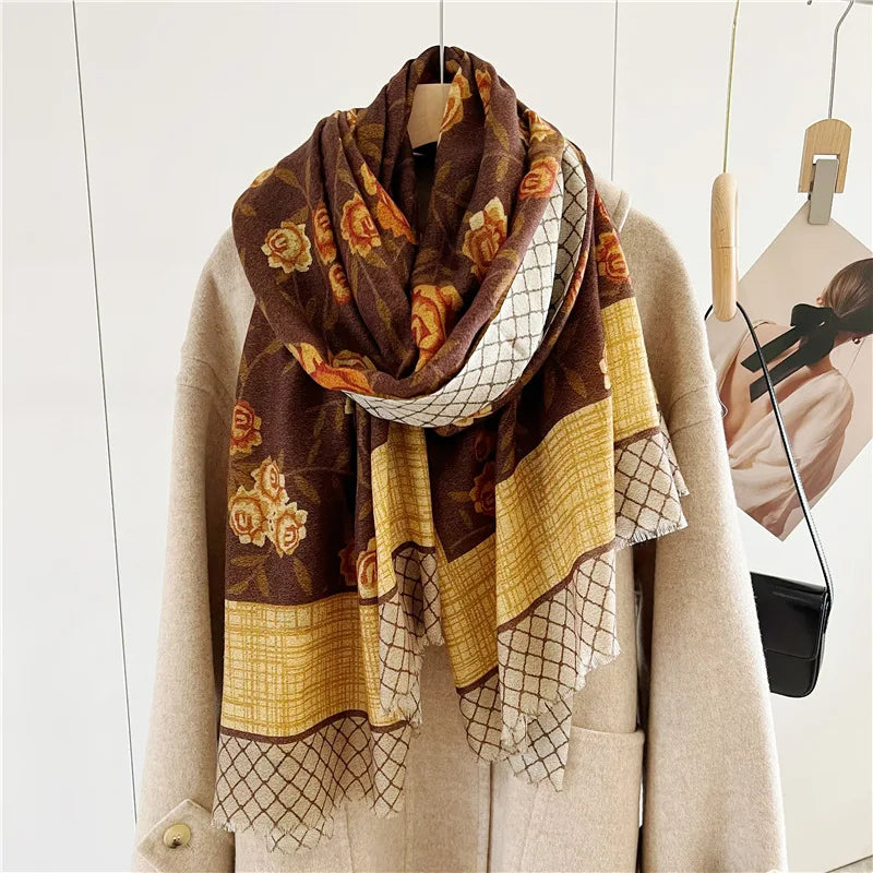 New Designer Warm Soft Pashmina Neck Scarves Shawl Blanket Water Soluble Lambs Luxury Wool Scarf