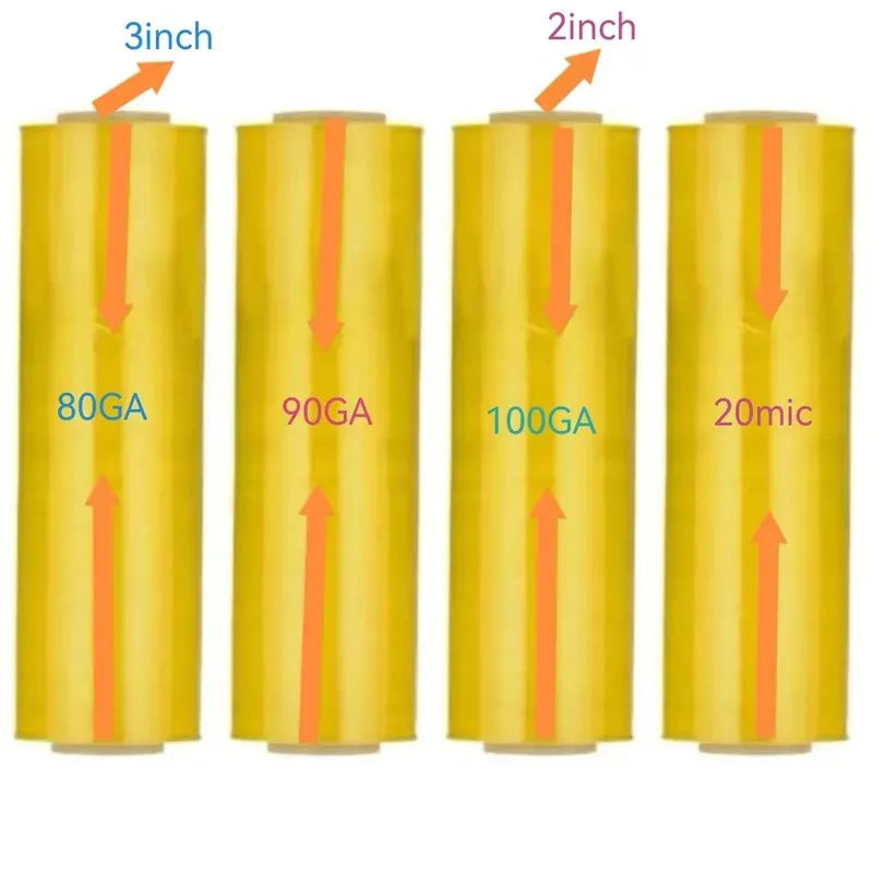 Yellow masking tape roll set with protective pre-tape adhesive film