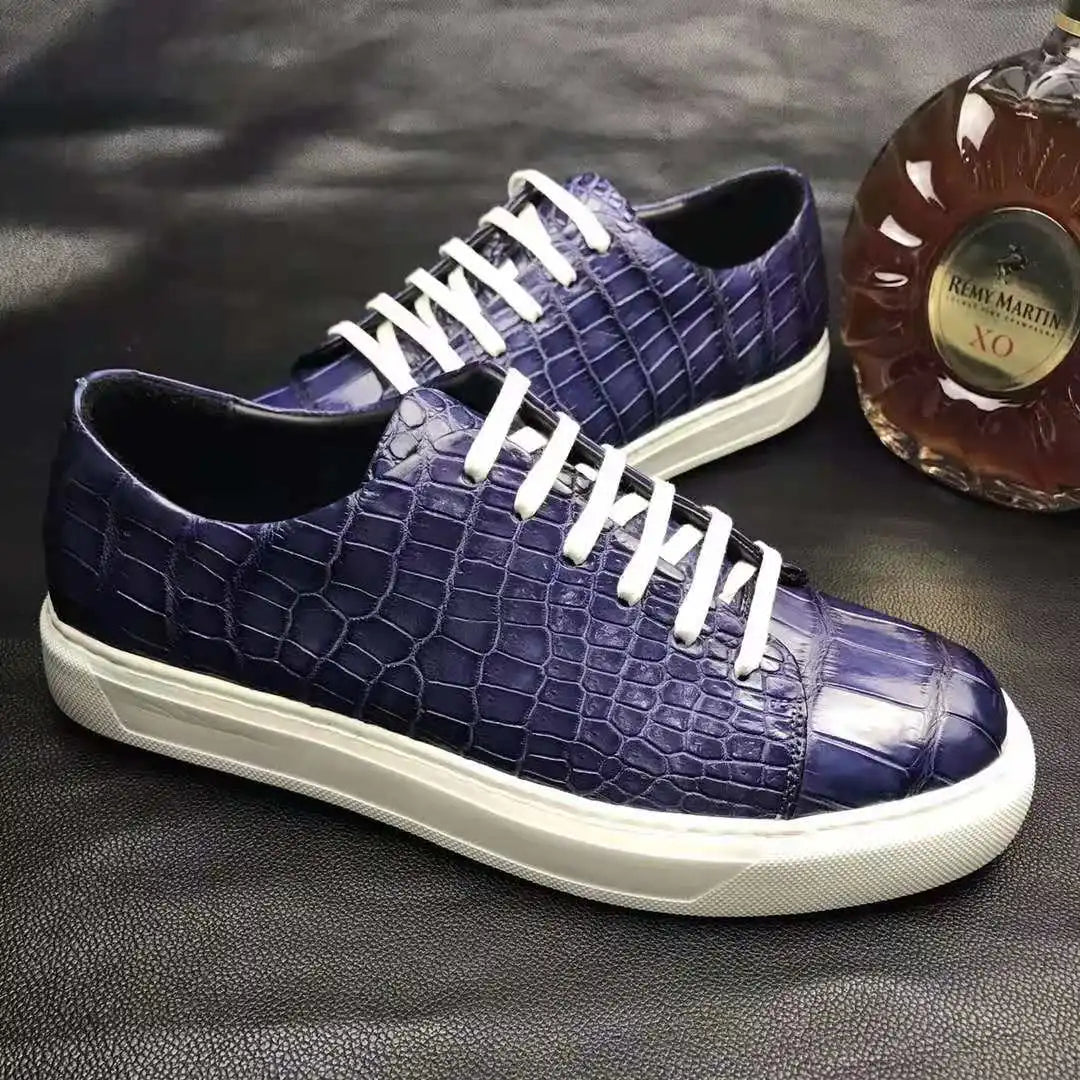 Top Quality Ladies Sneakers Shoes Casual Luxury Genuine Crocodile Leather Party Male Shoes Sneaker Skateboard Custom Men Shoes