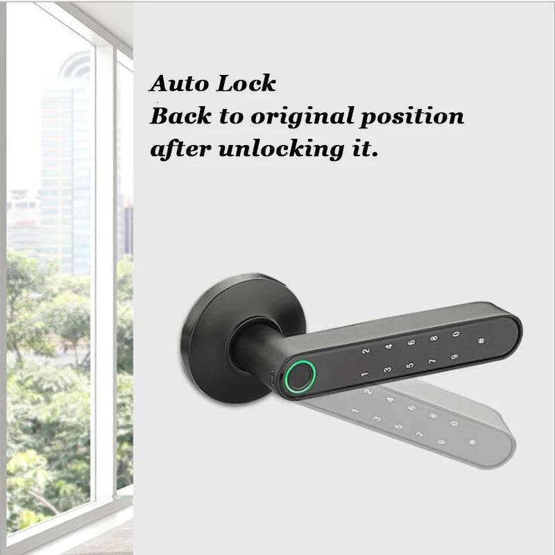 Bluetooth Tuya Smart Fingerprint Lock Lithium Battery Electronic Handle Lock Key For Wooden door