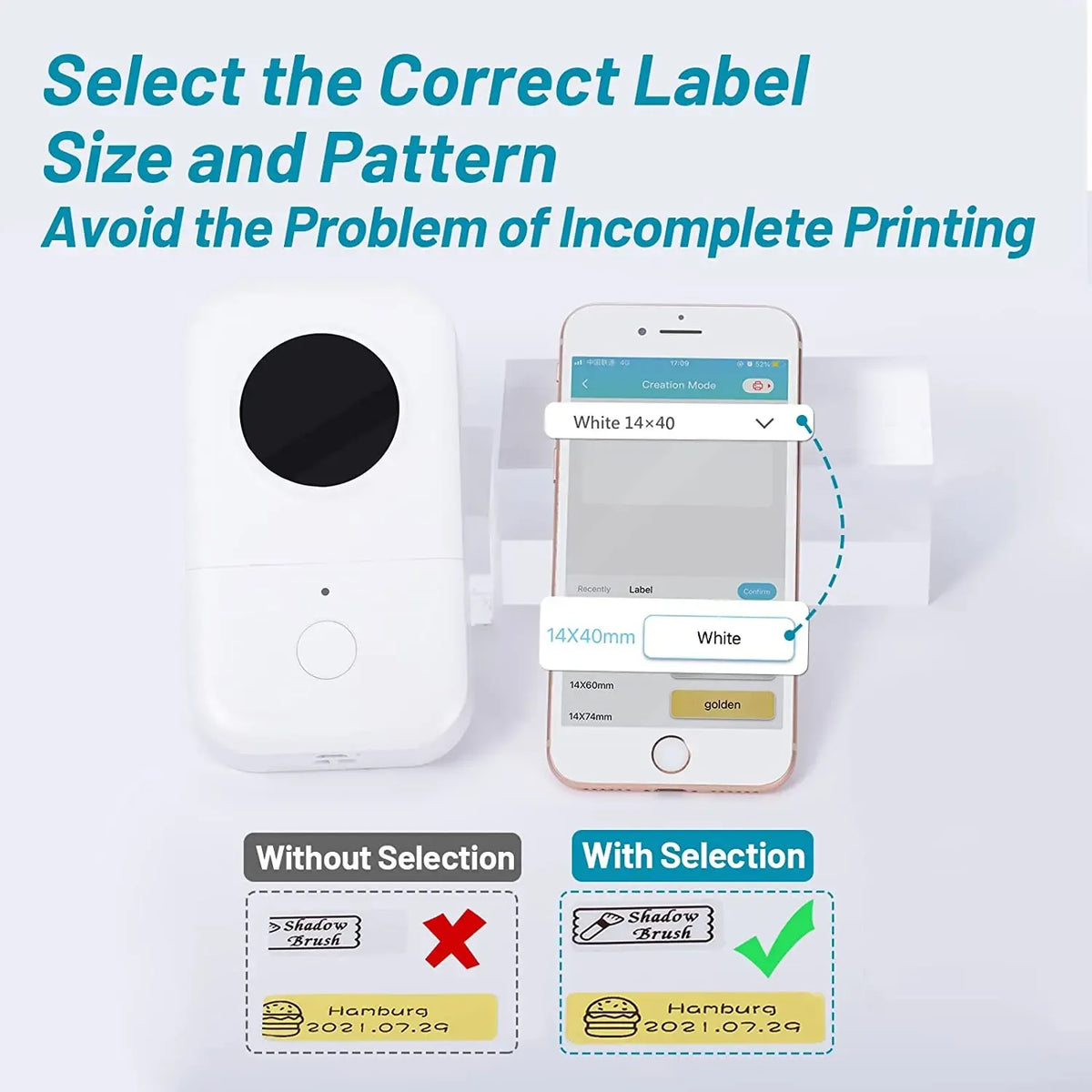 14mm x 40mm white thermal labels for D30 printer