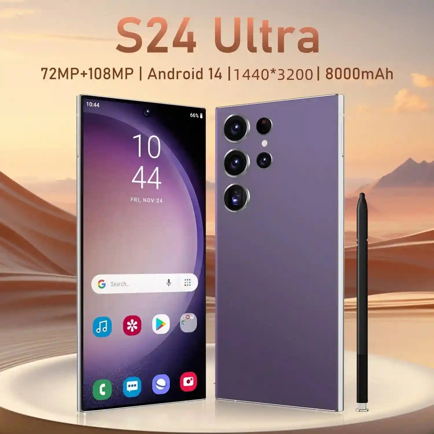 Samsung Galaxy S24 Ultra 1TB 5G Smartphone - 16GB RAM Unlocked Mobile Purple 16g 1TB Tidesmit