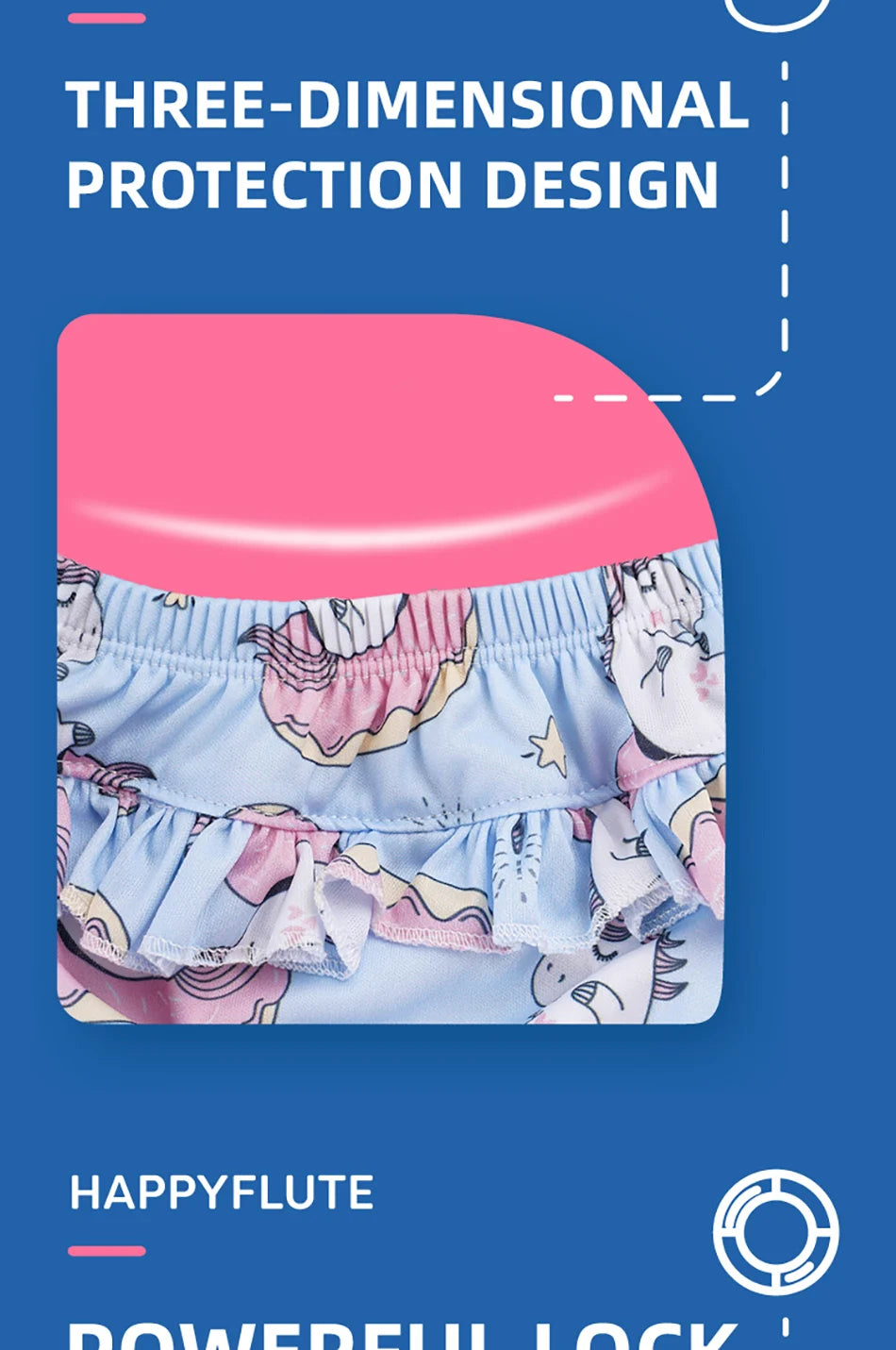 HappyFlute New Print 3Sizes 6-25Kg Soft Waterproof Swimming Pants Flower Wavy Edge Baby Girl's Printed Cloth Diaper Beach Pants