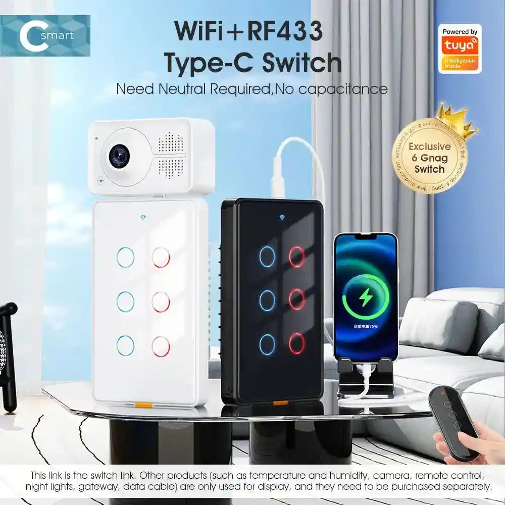 Smart WiFi Wall Switch | Alexa & Google Home Compatible | Tidesmit Tidesmit