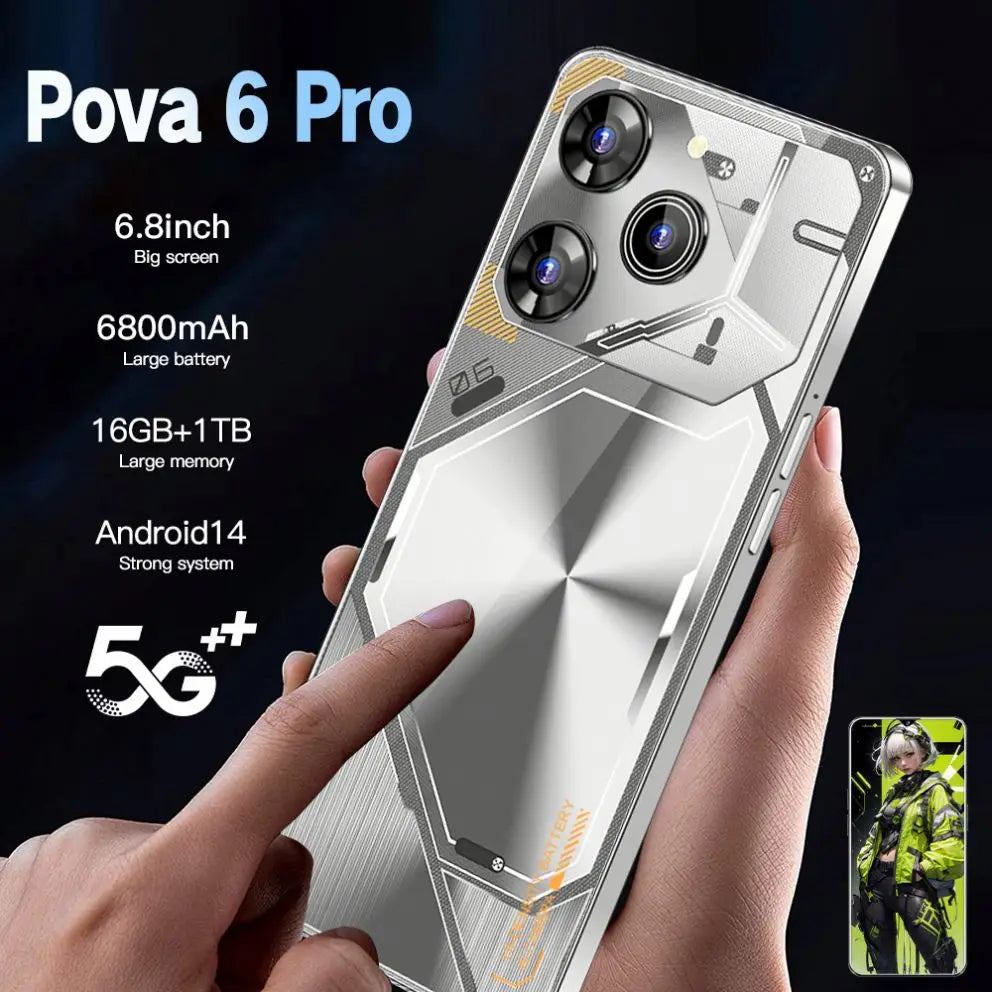 Android 14 5G Smartphone 1TB 16GB RAM 6.8 Inch AMOLED Display Tidesmit