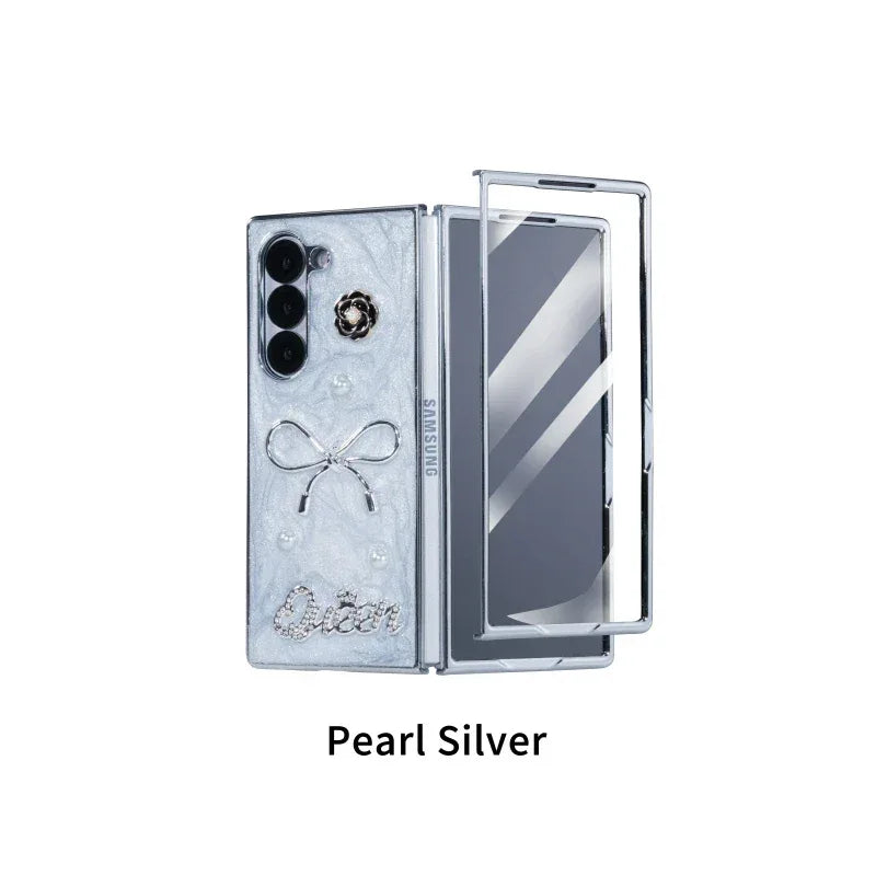 Samsung Z Fold 7 Case with 9H Tempered Glass Screen Protector Silver OPP Bag Tidesmit