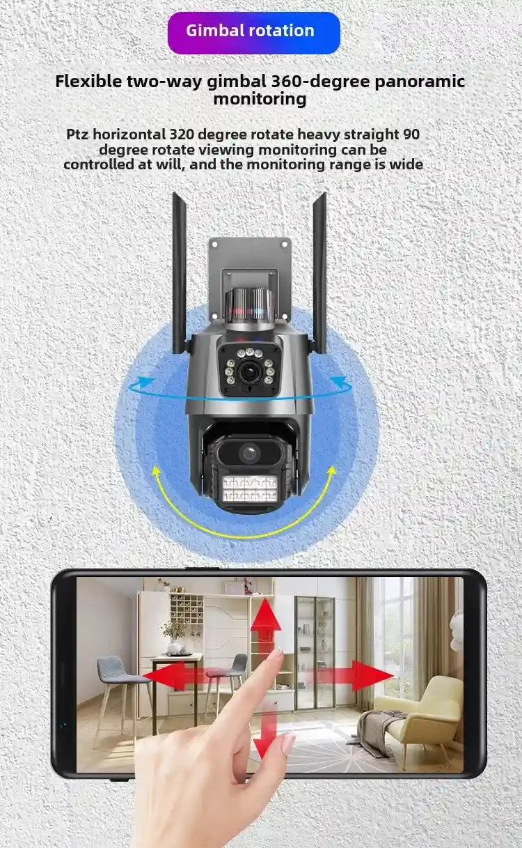 4K Dual Lens WiFi Security Camera | 6MP Smart Home Outdoor PTZ Tidesmit