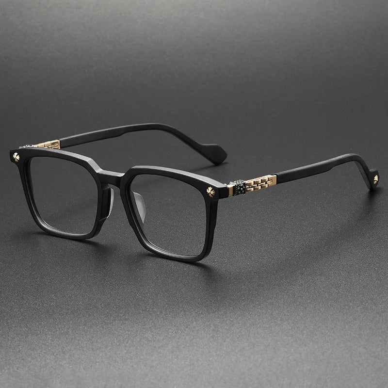 9681 Designer Brand Luxury Eyeglasses Montura Gafas Retail Eyewear Frames with Titanium and AC Lens Printed Pattern