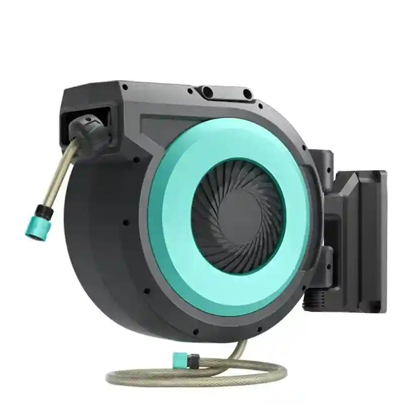 Retractable Garden Hose Reel 15m - Wall Mount Automatic Azure Tidesmit