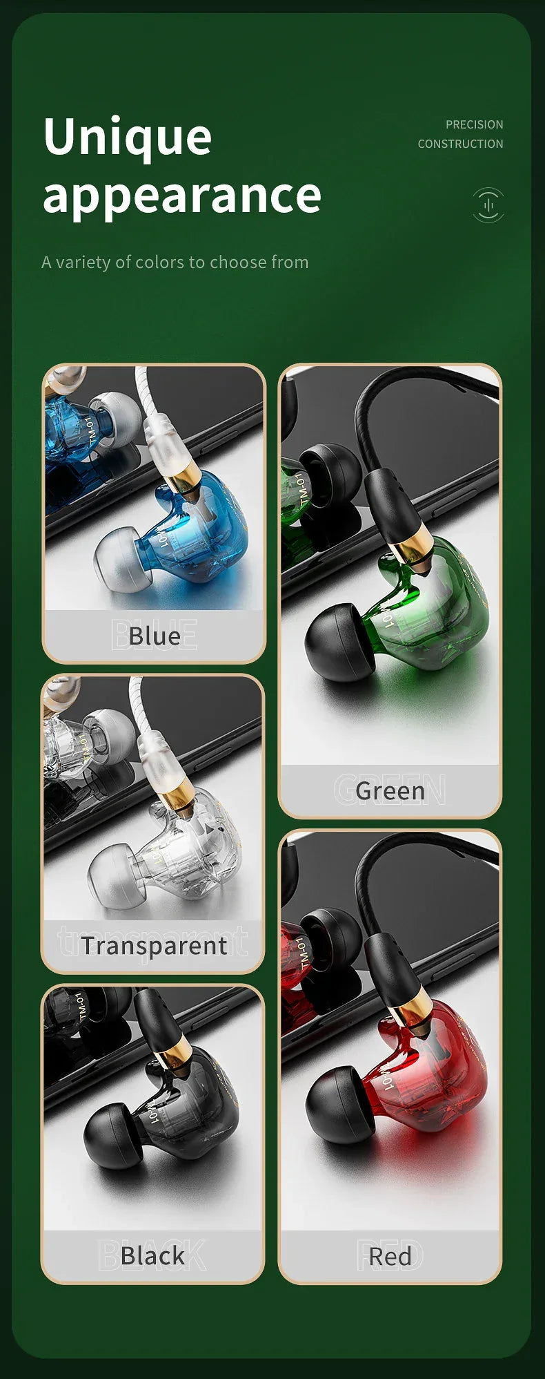 Tidesmit Wired Headphones with Dual Drivers and Bass Stereo - 1 Pair Tidesmit