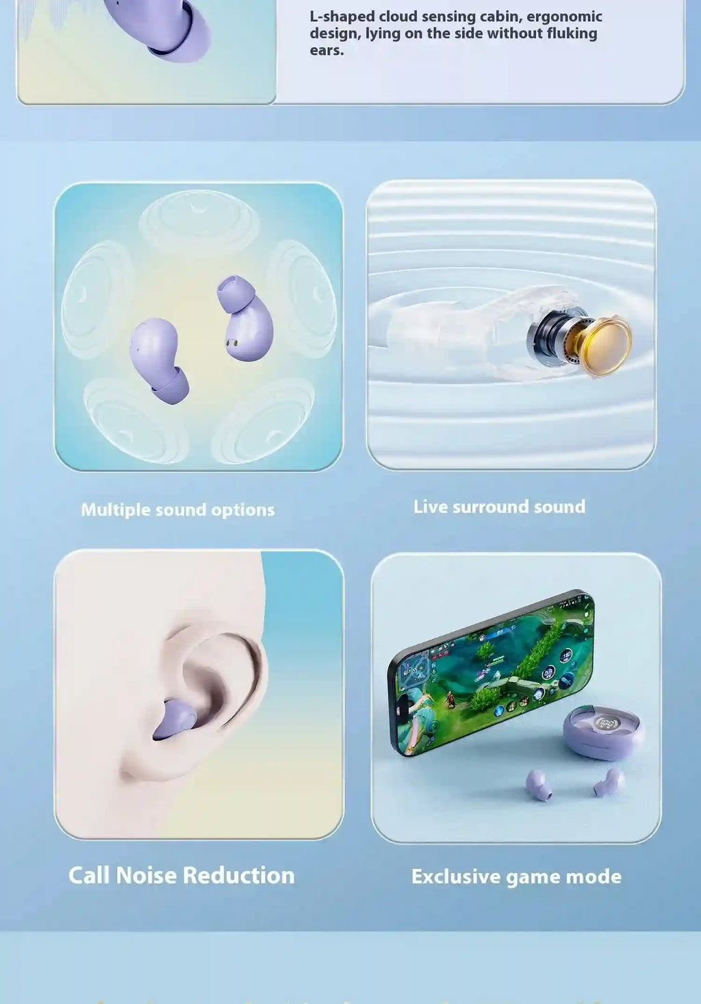 Tidesmit E27 Noise Cancelling Sleep Earbuds - Wireless Bluetooth Tidesmit