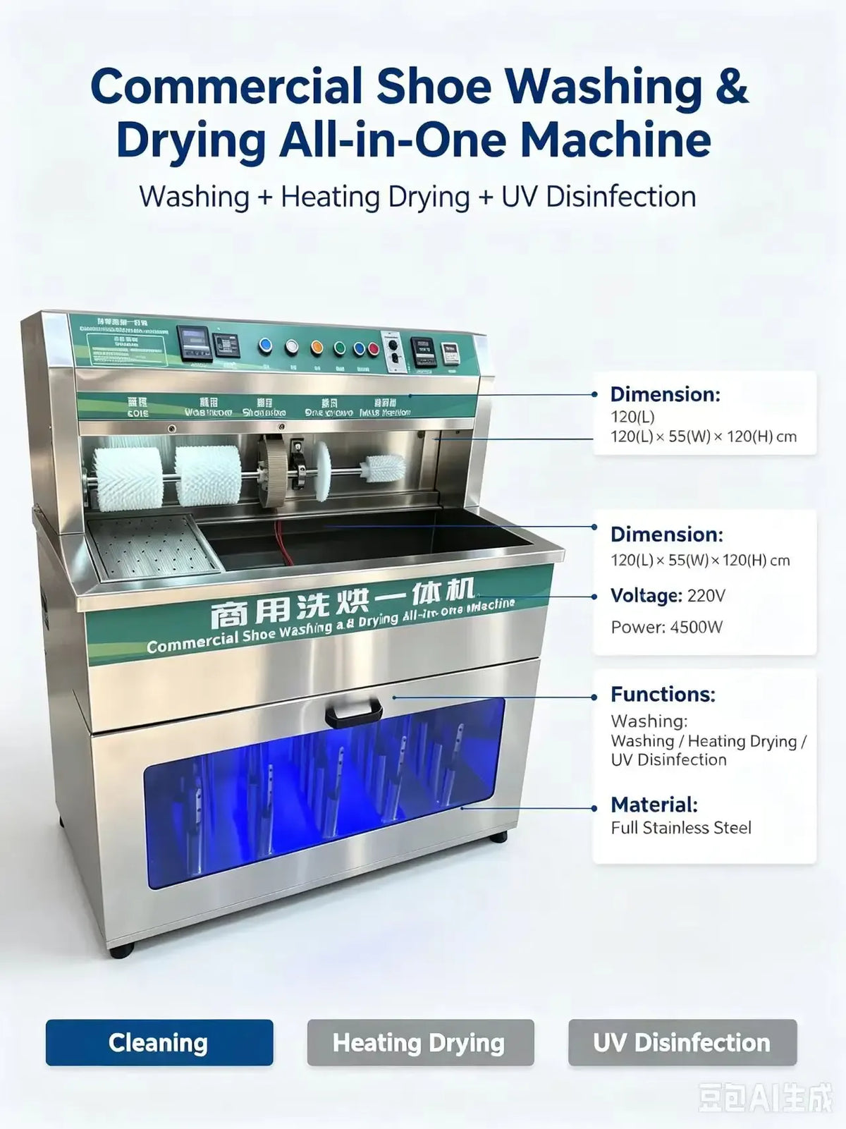 Commercial Shoe Washing & Drying Machine Reliable Shape Preserving Design for Work Shoes Schools Hotels Hospitals & Laundries