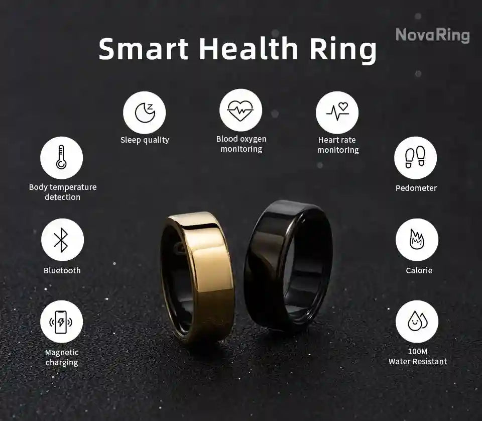Smart Health Ring Fitness Tracker: Heart Rate & Blood Oxygen Monitor Tidesmit