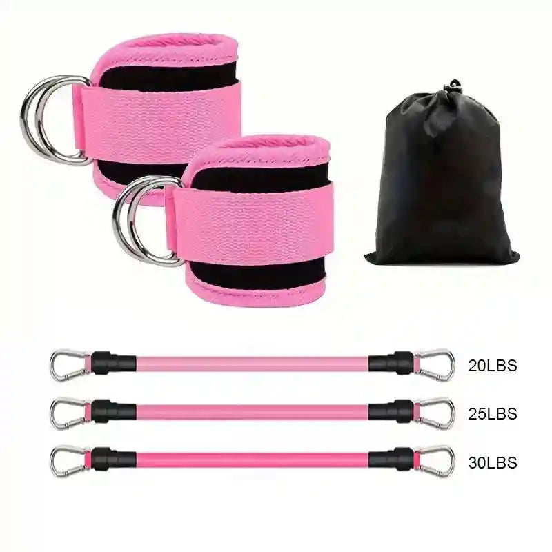 Ankle Resistance Bands 6-Piece Set - Professional Glute Workout Gear All Pink Color Medium 19*15*4CM Tidesmit
