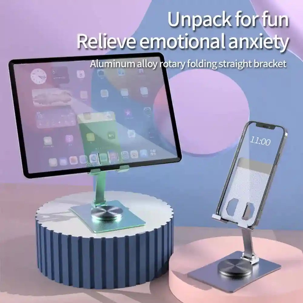 Foldable Aluminum Phone Stand: Adjustable Rotating Desktop Mount Tidesmit