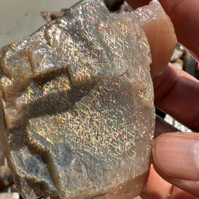Hot Sale rare Backbone Natural Rough Grid Sun Stone Metro Shower rainbow Crystal Gemstone Raw Sunstones