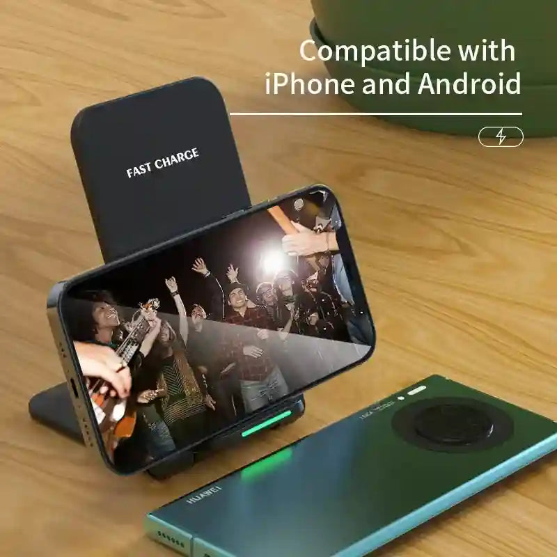 15W Foldable Wireless Charger Stand - Qi Certified Fast Charging Tidesmit