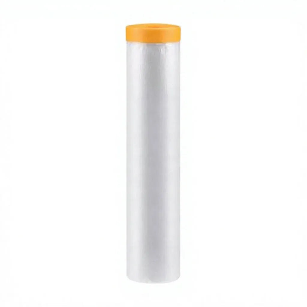 Transparent acrylic drape pre-tape masking film roll with orange end cap