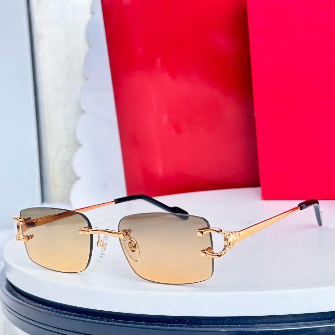 Luxury CT LOGO Rimless Sunglasses Gold Shades for Fashion Enthusiasts UV Protection Eyewear for Daily Commute Party Vacation