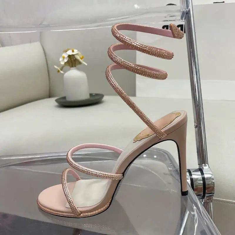 2023 Talon De Mariage Real Leather Silver Sole Wrap Around Luxury Heels for Lady