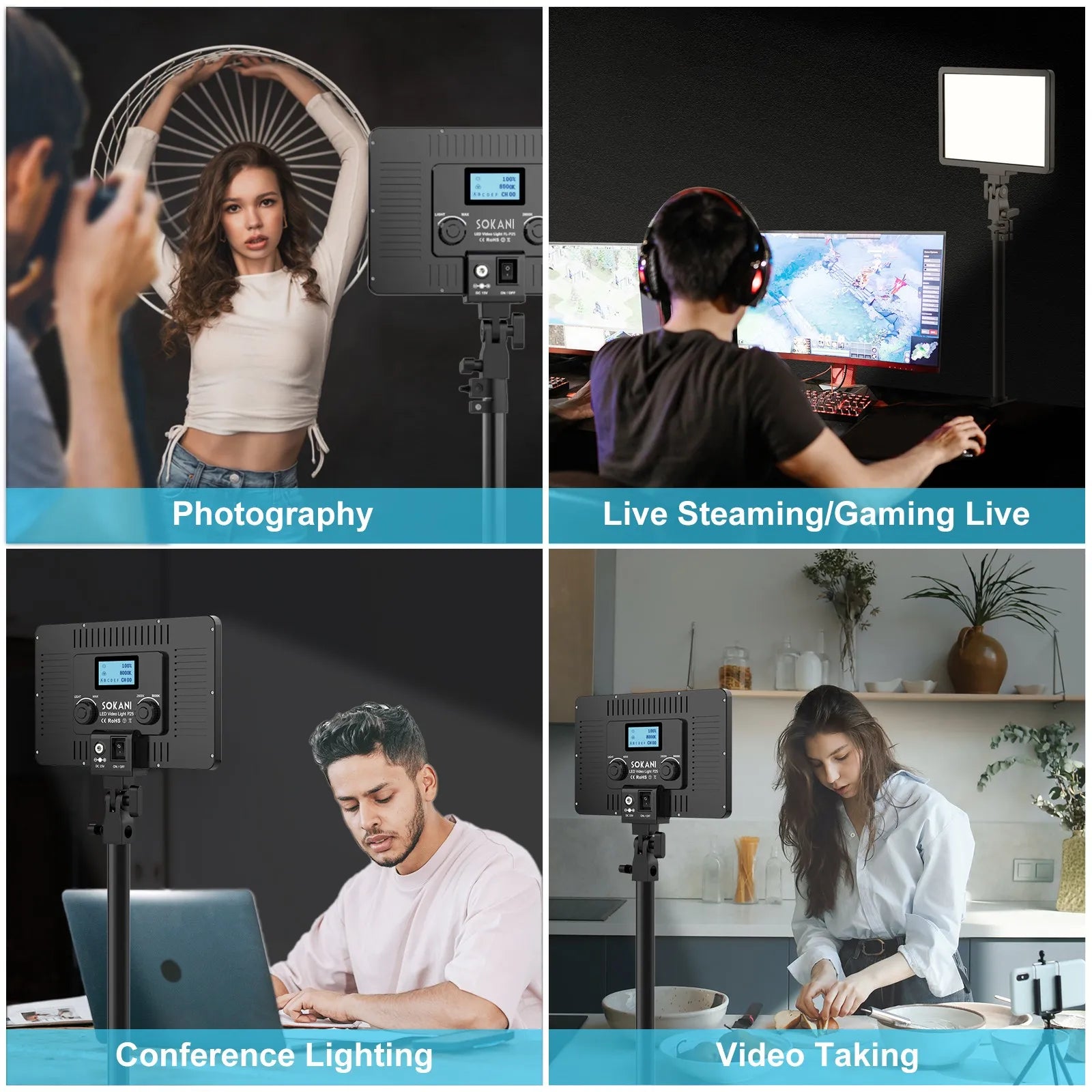 LED Video Light Panel | Adjustable Studio Fill Lamp for Creators Tidesmit