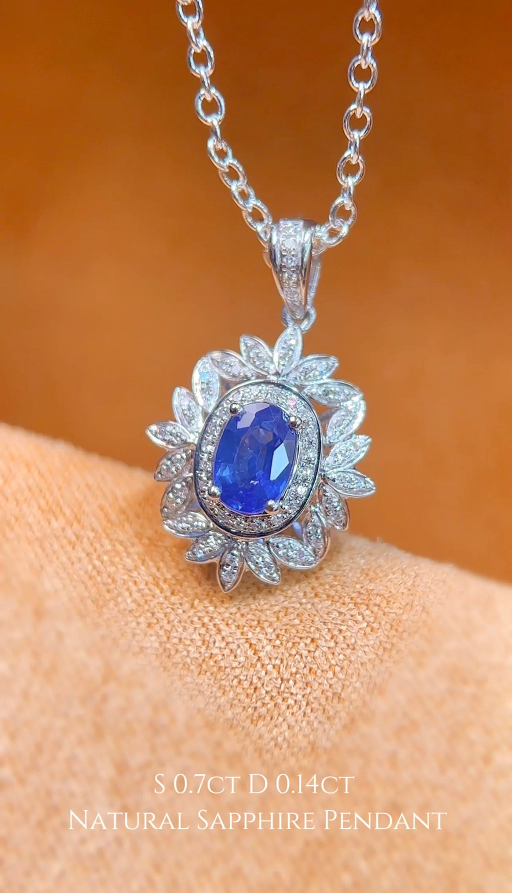 Lanphear Factory 18K White Gold Luxury Jewelry Fashion Chains Natural Diamond Pendant for Women Natural Sapphire Fine Necklaces