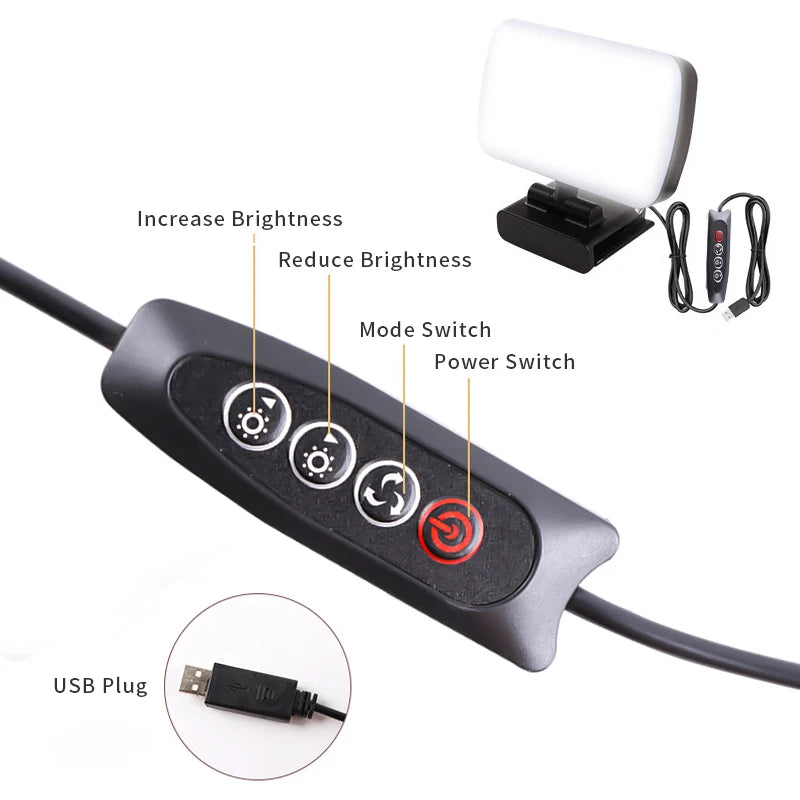 Video Conference Ring Light with Clip - Adjustable LED Lighting Tidesmit
