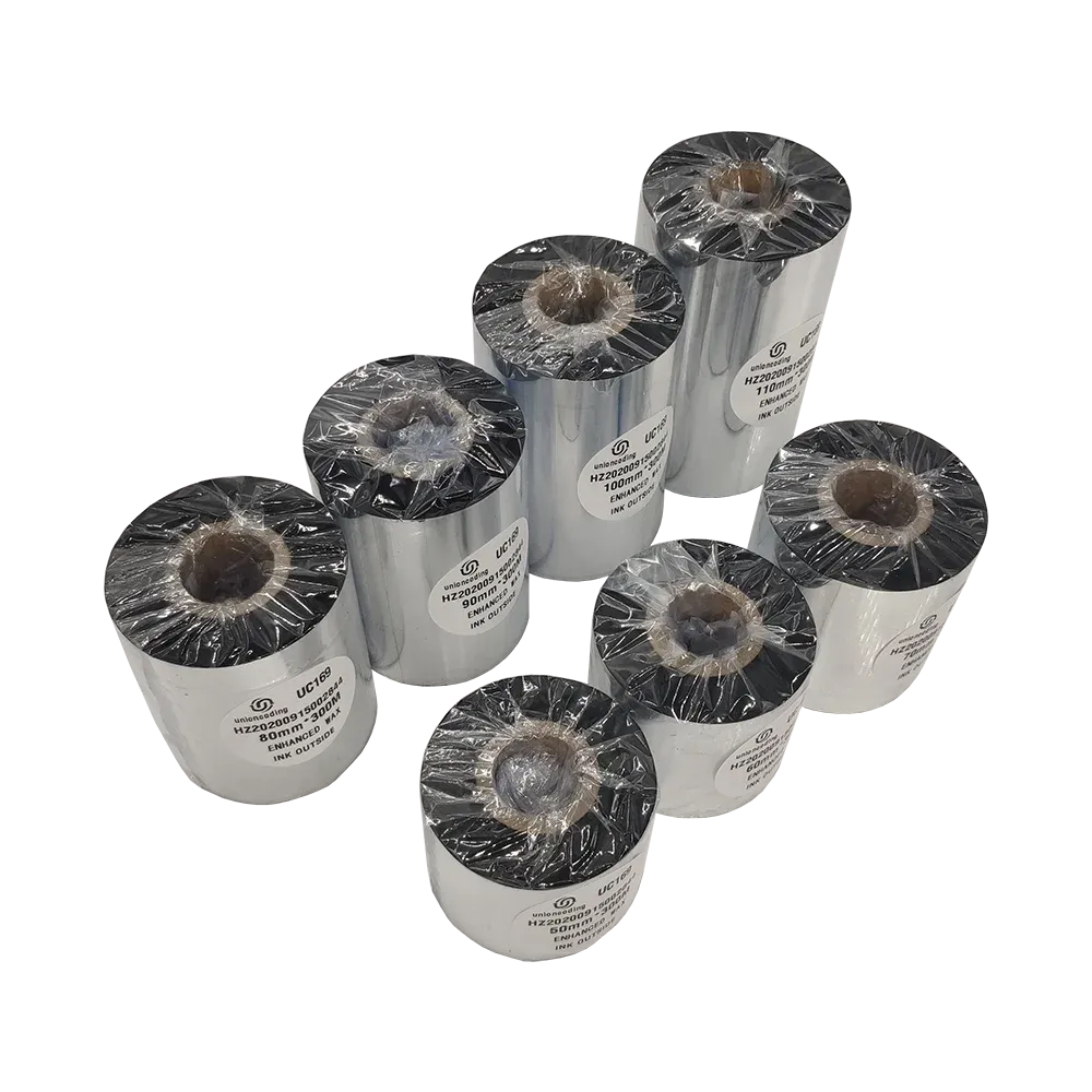 Black Thermal Transfer Barcode Printer Ribbon 110mmx300m 110mmx450m TTR Wax Resin Compatible for Printer with PET Material