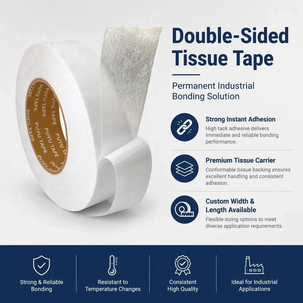 Double-sided tissue tape roll, translucent thin adhesive backing and roll core