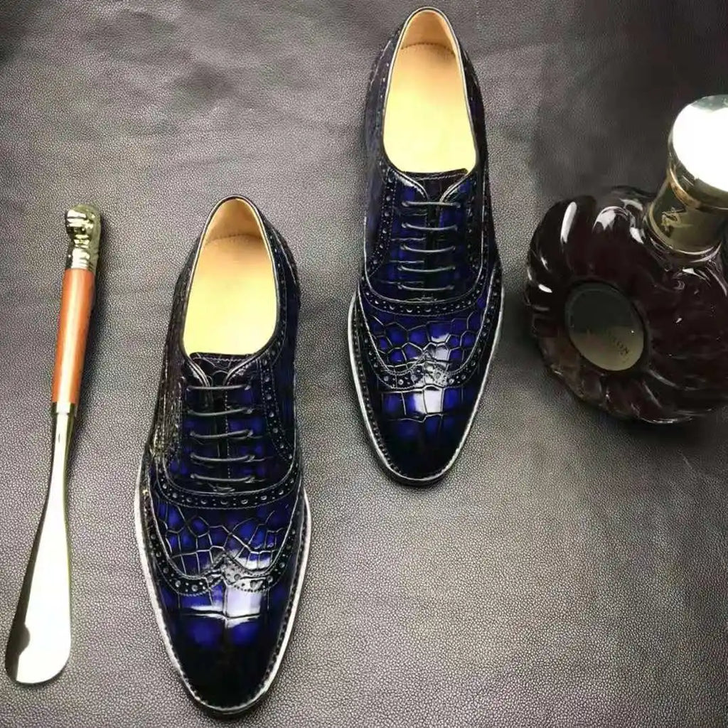 Goodyear Welt Shoes Men New Style Alligator Skin Business Luxury Branded Mans Shoes Genuine crocodile Leather Shoes Men