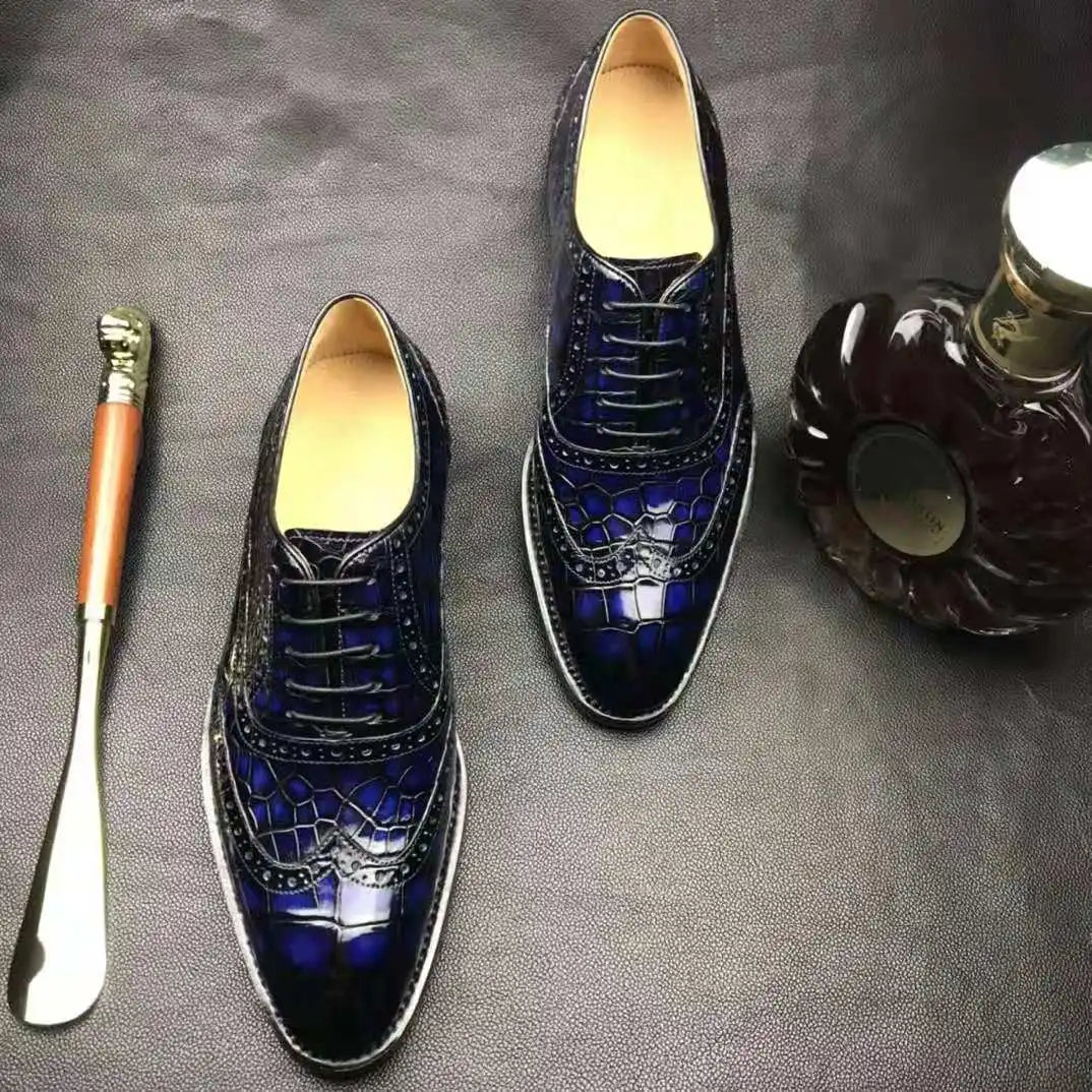 Goodyear Welt Shoes Men New Style Alligator Skin Business Luxury Branded Mans Shoes Genuine crocodile Leather Shoes Men