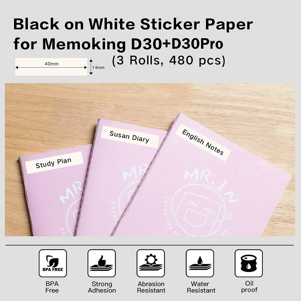 Black-on-white thermal label sticker sheets for label printing