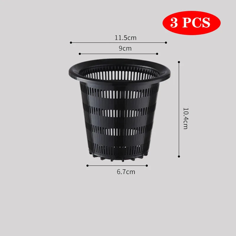 Meshpot 3PCS Colorful Plastic Hydroponics Basket Net Cup Mesh Pot Home Decoration Garden Supplies Flower Pot in 8cm/9cm/10cm