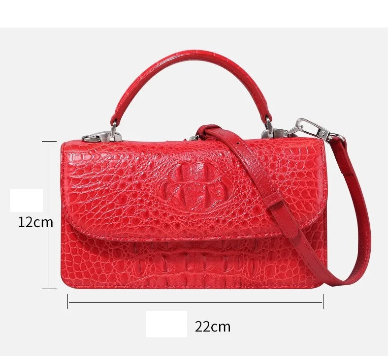 Fashion Designer Genuine Crocodile Leather Women's Small White Handbag Purse Authentic Crocodile Skin Female Flap Shoulder Bag