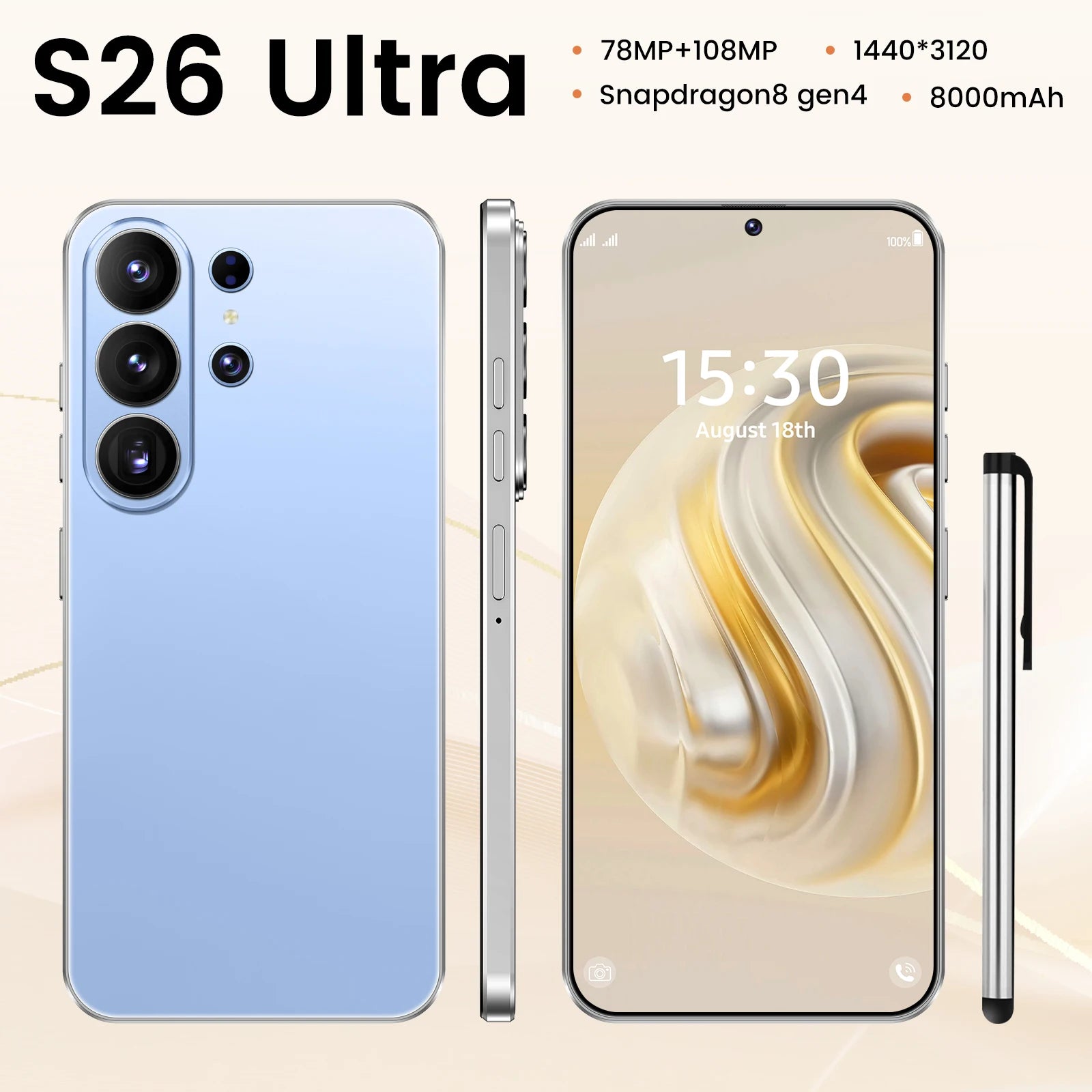Original S26 Ultra 5G smartphone with 16GB RAM and 1TB storage featuring high-definition display in French language