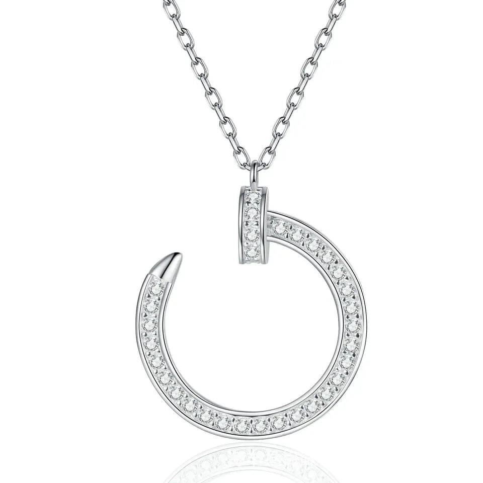 Platinum PT950 18K Gold Geometric Classic GRS Certified Card Home High-quality Moissanite Nail Pendant Collarbone Necklace