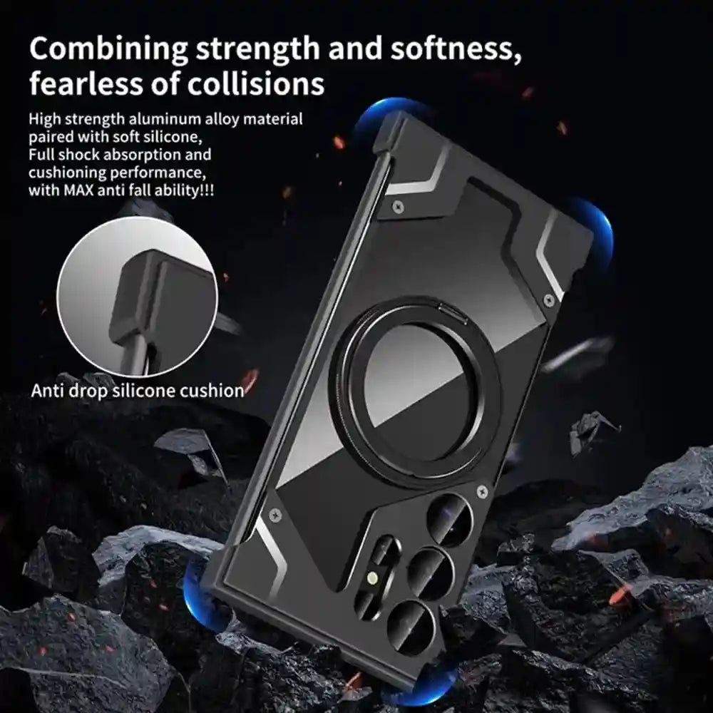 Galaxy S24 Ultra Metal Case with Magnetic Rotating Stand & Drop Protection Tidesmit