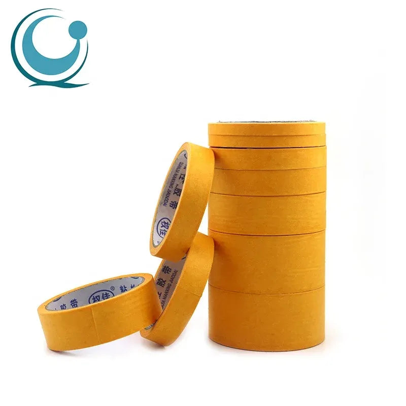 Heat-resistant masking tape rolls, yellow, acrylic pressure-sensitive adhesive tape