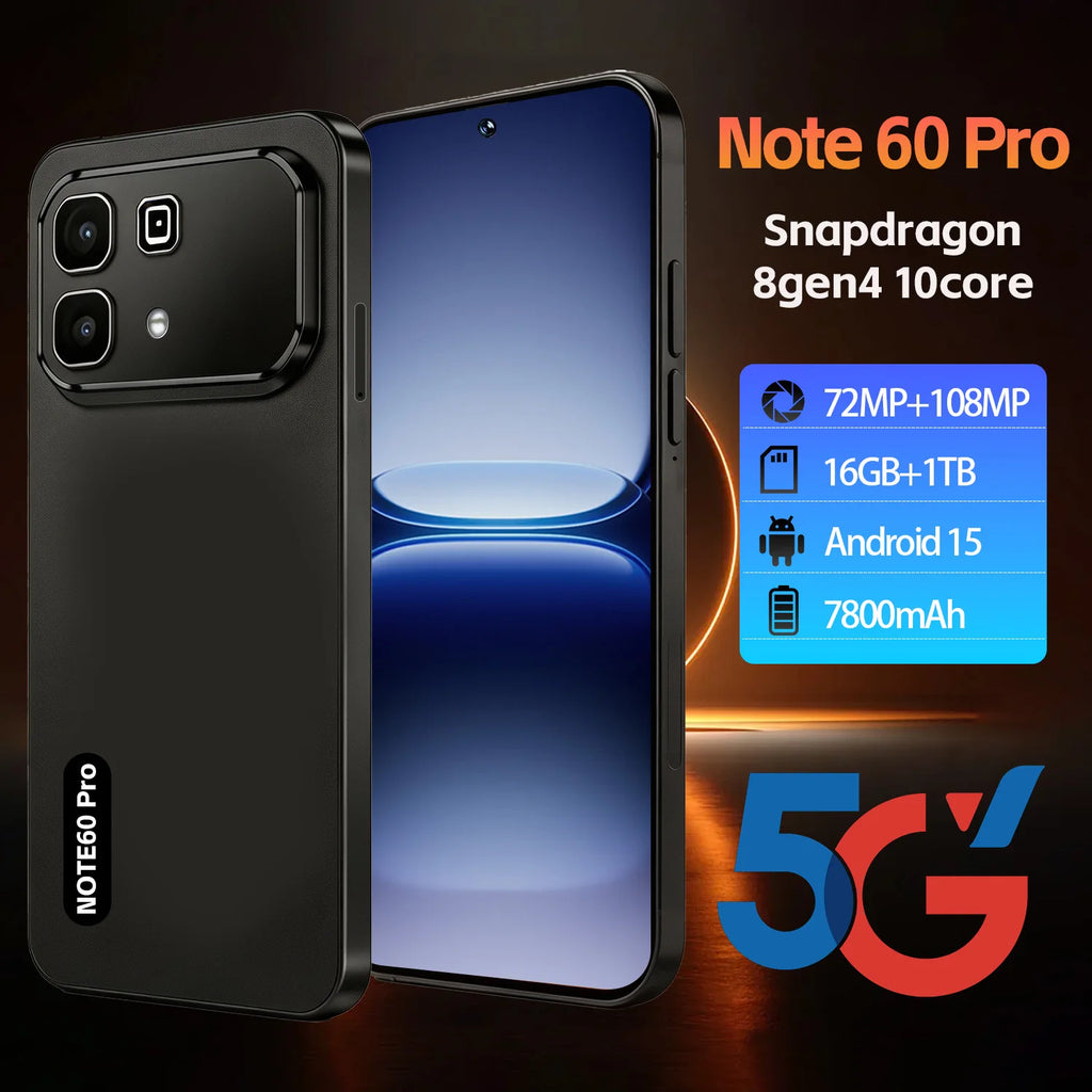 Note 60 Pro 5G smartphone featuring 16GB RAM 1TB storage and 108MP camera in a sleek modern design