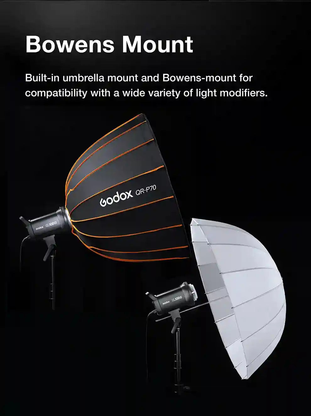 Godox SL100Bi Bi-Color LED Video Light - 100W Bowens Mount Studio Kit Tidesmit