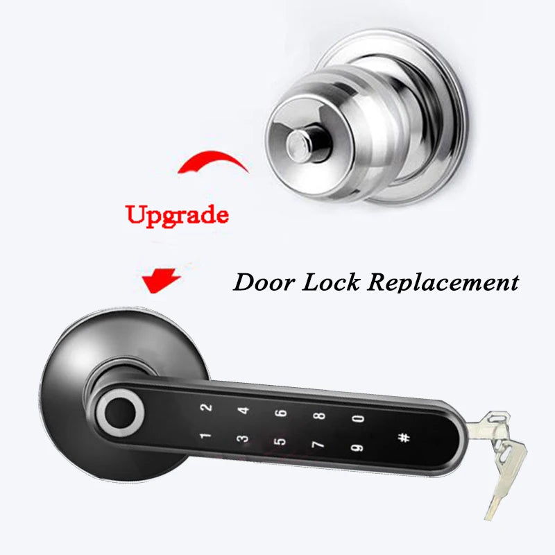 Bluetooth Tuya Smart Fingerprint Lock Lithium Battery Electronic Handle Lock Key For Wooden door