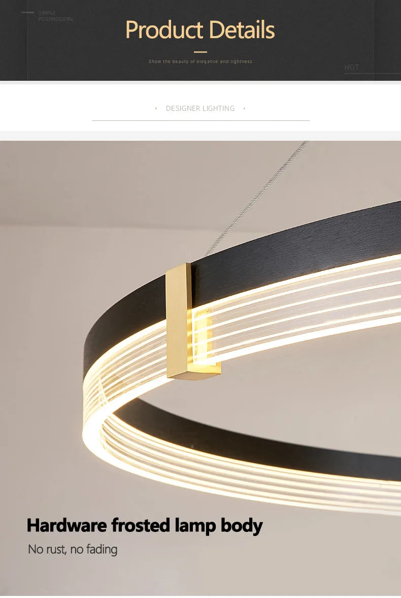 Nordic LED Ring Light Chandelier | Adjustable Color Temperature 3-Layer Tidesmit